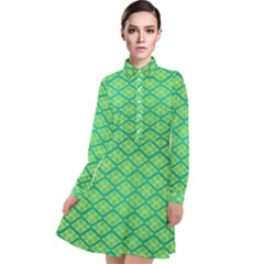 Pattern Texture Geometric Green Long Sleeve Chiffon Shirt Dress by Mariart
