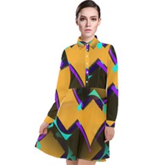 Geometric Gradient Psychedelic Long Sleeve Chiffon Shirt Dress by HermanTelo