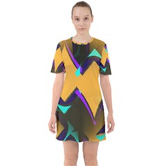 Geometric Gradient Psychedelic Sixties Short Sleeve Mini Dress by HermanTelo