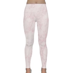 Pink Marble Texture Floor Background With Light Pink Veins Greek Marble Print Luxuous Real Marble  Classic Yoga Leggings by genx