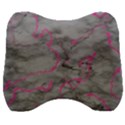 Marble light gray with bright magenta pink veins texture floor background retro neon 80s style neon colors print luxuous real marble Velour Head Support Cushion View1