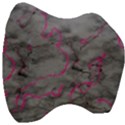 Marble light gray with bright magenta pink veins texture floor background retro neon 80s style neon colors print luxuous real marble Velour Head Support Cushion View3