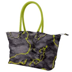 Marble Light Gray With Green Lime Veins Texture Floor Background Retro Neon 80s Style Neon Colors Print Luxuous Real Marble Canvas Shoulder Bag by genx