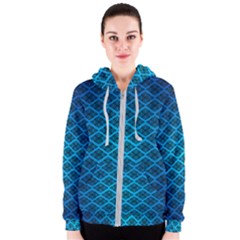 Pattern Texture Geometric Blue Women s Zipper Hoodie by Alisyart