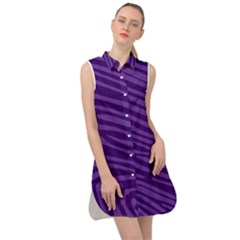 Pattern Texture Purple Sleeveless Shirt Dress by Mariart
