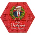 Make Christmas Great Again with Trump Face MAGA Wooden Puzzle Hexagon View1