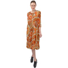 Oranges Background Texture Pattern Ruffle End Midi Chiffon Dress by HermanTelo