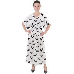 Bats Pattern V-neck Boho Style Maxi Dress by Sobalvarro
