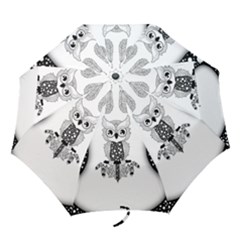 Cute Little Mandala Owl Folding Umbrellas by FantasyWorld7