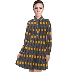 Pattern Illustrations Plaid Long Sleeve Chiffon Shirt Dress by HermanTelo
