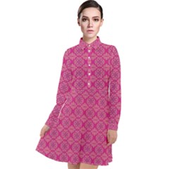 Background Texture Pattern Mandala Long Sleeve Chiffon Shirt Dress by HermanTelo