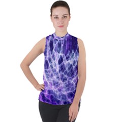 Abstract Space Mock Neck Chiffon Sleeveless Top by HermanTelo