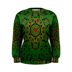 Love The Hearts  Mandala On Green Women s Sweatshirt by pepitasart