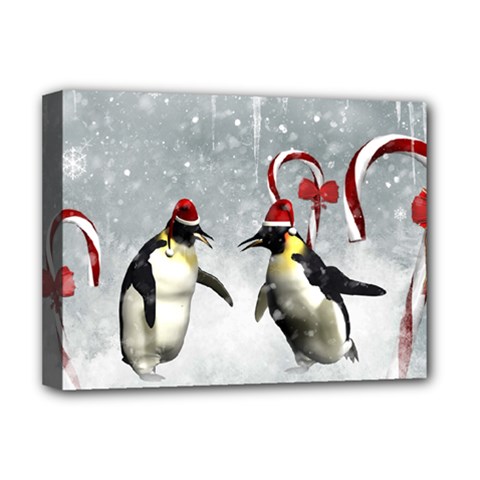 Funny Penguin In A Winter Landscape Deluxe Canvas 16  X 12  (stretched)  by FantasyWorld7