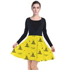 Gadsden Flag Don t Tread On Me Yellow And Black Pattern With American Stars Plunge Pinafore Dress by snek
