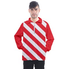 Candy Cane Red White Line Stripes Pattern Peppermint Christmas Delicious Design Men s Half Zip Pullover by genx