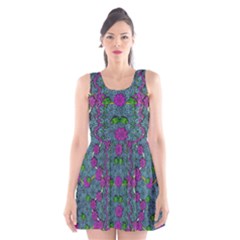 The Most Beautiful Flower Forest On Earth Scoop Neck Skater Dress by pepitasart