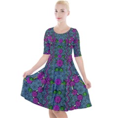 The Most Beautiful Flower Forest On Earth Quarter Sleeve A-line Dress by pepitasart
