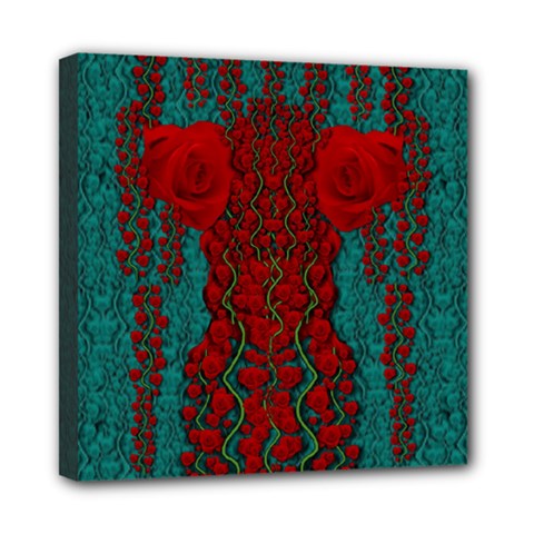 Lianas Of Roses In The Rain Forrest Mini Canvas 8  X 8  (stretched) by pepitasart
