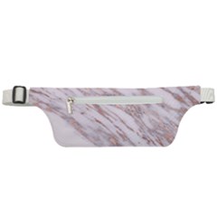 Marble With Metallic Rose Gold Intrusions On Gray White Stone Texture Pastel Pink Background Active Waist Bag by genx