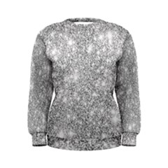 Silver And White Glitters Metallic Finish Party Texture Background Imitation Women s Sweatshirt by genx