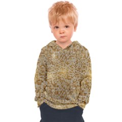 Retro Gold Glitters Golden Disco Ball Optical Illusion Kids  Overhead Hoodie by genx