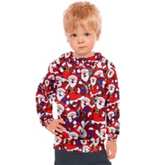 Nicholas Santa Christmas Pattern Kids  Hooded Pullover by Wegoenart