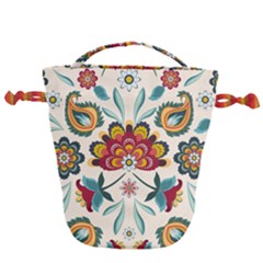 Baatik Print  Drawstring Bucket Bag by designsbymallika