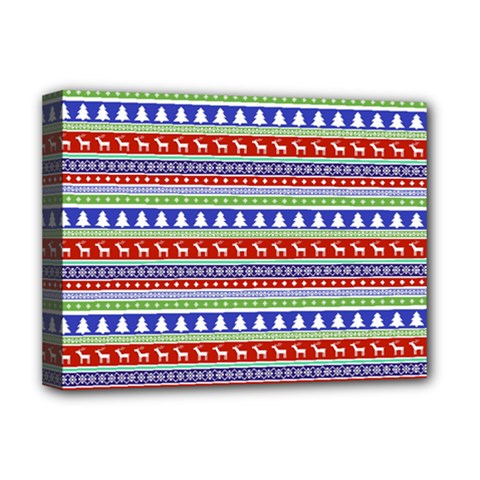 Christmas Color Stripes Pattern Deluxe Canvas 16  X 12  (stretched)  by Vaneshart