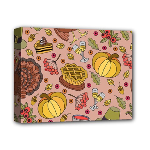 Thanksgiving Pattern Deluxe Canvas 14  X 11  (stretched) by Sobalvarro