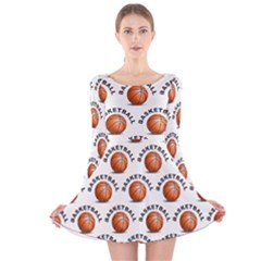 Orange Basketballs Long Sleeve Velvet Skater Dress by mccallacoulturesports