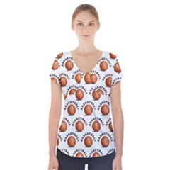Orange Basketballs Short Sleeve Front Detail Top by mccallacoulturesports