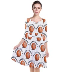 Orange Basketballs Quarter Sleeve Waist Band Dress by mccallacoulturesports