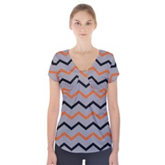Basketball Thin Chevron Short Sleeve Front Detail Top by mccallacoulturesports