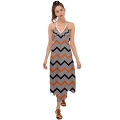 Basketball Thin Chevron Halter Tie Back Dress  by mccallacoulturesports