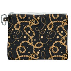 Golden Chain Print Canvas Cosmetic Bag (xxl) by designsbymallika