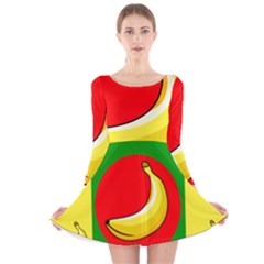 Banana Republic Flags Yellow Red Long Sleeve Velvet Skater Dress by HermanTelo