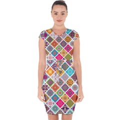 Ethnic Mandala Pattern Capsleeve Drawstring Dress  by designsbymallika
