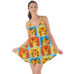 Cute Tiger Pattern Love The Sun Cover Up by designsbymallika