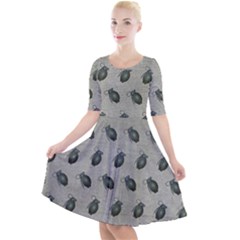 Army Green Hand Grenades Quarter Sleeve A-line Dress by McCallaCoultureArmyShop