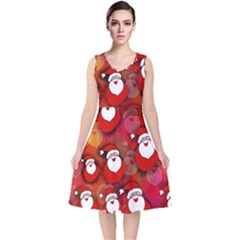 Santa Clause V-neck Midi Sleeveless Dress  by HermanTelo