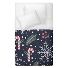 Holiday Seamless Pattern With Christmas Candies Snoflakes Fir Branches Berries Duvet Cover (single Size) by Vaneshart