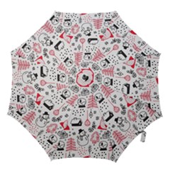 Christmas Themed Seamless Pattern Hook Handle Umbrellas (medium) by Vaneshart