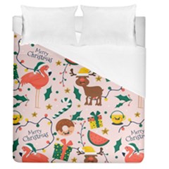 Colorful Funny Christmas Pattern Duvet Cover (queen Size) by Vaneshart