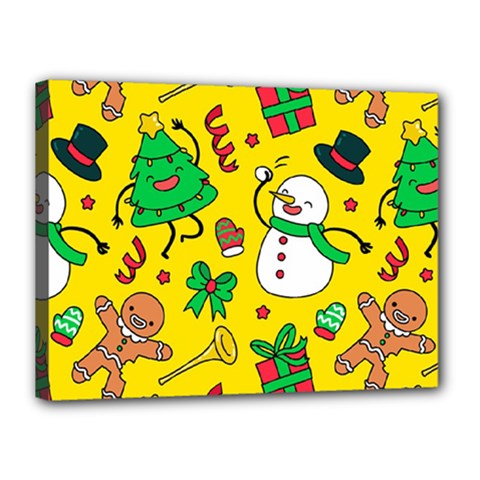Funny Decoration Christmas Pattern Canvas 16  X 12  (stretched) by Vaneshart