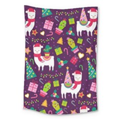 Colorful Funny Christmas Pattern Large Tapestry by Vaneshart