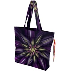 Fractal Flower Floral Abstract Drawstring Tote Bag by HermanTelo