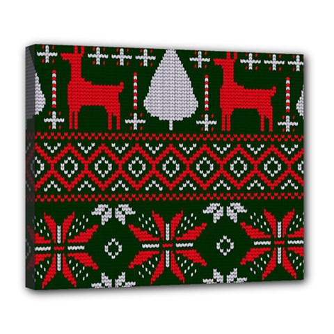 Christmas Pattern Knitted Design Deluxe Canvas 24  X 20  (stretched) by Vaneshart