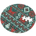 Beautiful Knitted Christmas Pattern Wooden Puzzle Round View2