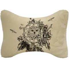 Owl On A Dreamcatcher Seat Head Rest Cushion by FantasyWorld7
